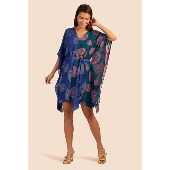 💕TRINA TURK💕 Tanaya Caftan Majestic Medallions Clip Jacquard XS *MISSING BELT* - Picture 4 of 13